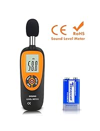 Zenic   Medidor de nivel de sonido, medidor de decibelios digital profesional con rango de medición de ruido de 30 a 130 dBA, soporte de datos máximo min (batería de 9 V incluida)