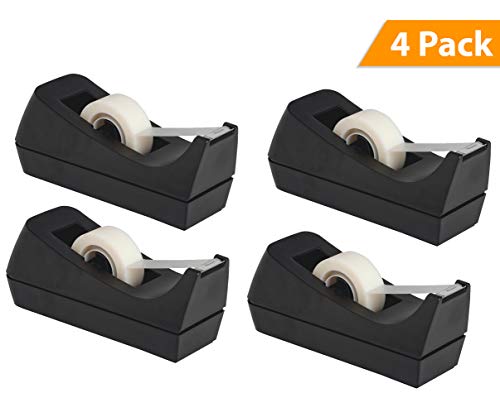 Desktop Tape Dispenser - Non-Skid Base - Weighted Tape Roll Dispenser - Perfect for Office Home School (Tape not Included) - (4-Pack) - Thumbnail 3