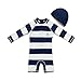 upandfast Kids One Piece Zip Sunsuit with Sun Hat UPF 50+ Sun Protection Baby Beach Swimsuit (Stripe(LS), 6-9 Months)