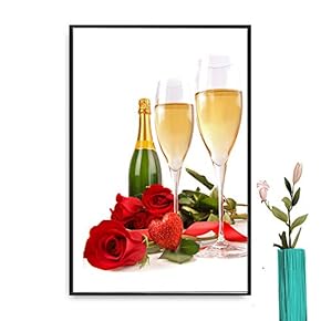 Framed Canvas Wall Art Red Wine Canvas Prints Home Artwork Decoration for Living Room,Bedroom - 16x24 inches