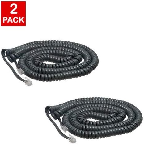 20FT Cisco Phone Cord, Handset Curly Cable, Dark Gray, (2 Pack) 7800/7900 / 8800 Series 7940 7945 7960 7965 8841