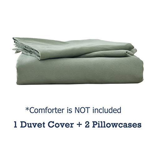 M&Meagle 3 Pieces Green Duvet Cover Set with Zipper Clousure,100% Stone Washed Process Microfiber,Ultra Soft and Easy Care,Simple Style Bedding Set-Queen Size(1 Duvet Cover 2 Pillowcases) - Thumbnail 5