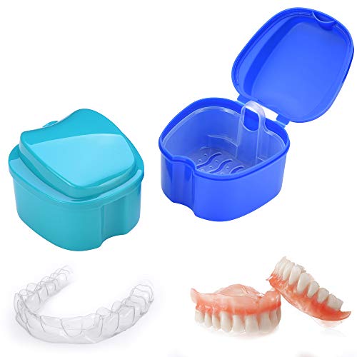 image for Beautyflier Pack of 2 Denture Bath Case with Strainer, Retainer Cleani