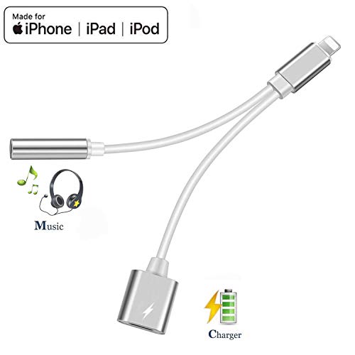3.5 mm Headphone Jack Adapter for iPhone Xs/Xs Max/XR/ 8/8 Plus / 7/7 Plus for iPhone Aux Adapter.2 in 1 Earphone Splitter Adaptor Charger Cables & Audio Connector Dongle Support All iOS Systems