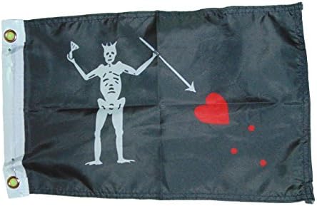 quarks Edward Teach Black Beard Pirate Flag Polyester 12 X 18 Inches Boat Motorcycle Fort
