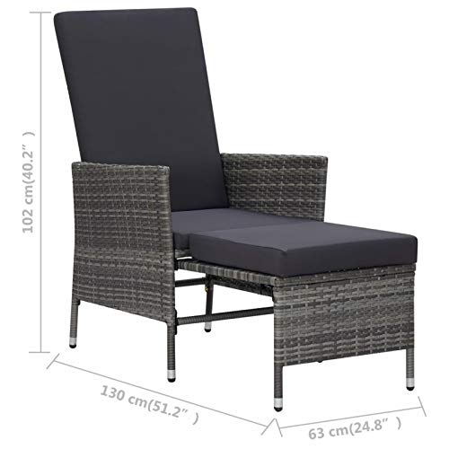 Festnight 3tlg Balkonmöbel Rattan 2 Personen Balkon Set Sitzgruppe Polyrattan Rattanset Bistroset Balkonset mit Tisch Gartenmöbel Gartengarnitur Terrasse Balkontisch Balkonstuhl Terassenmöbel Grau – Bild 7