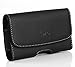 Microsoft Lumia 640 XL Premium Leather Pouch Carrying Case with Belt Clip , Belt Loops Holster (Plus Size For Microsoft Lumia 640 XL Perfect Fits with Silicone Case or Snap on Case,Bumber Case, Thin Protective Case On It)-Black