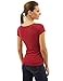 PattyBoutik Women Cross Front V Neck Ruched Mesh Blouse (Red Large)
