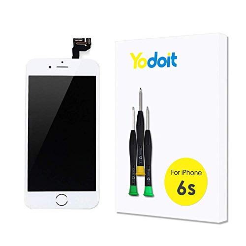for iPhone 6s Touch Screen Replacement - Yodoit LCD Display Digitizer Glass Full Assembly with Small Parts Camera Proximity Sensor Home Button Earpiece Speaker 3D Touch + Tool (4.7 inches White)