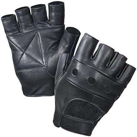 Leather Fingerless Gloves, Soft Lambskin (Black)