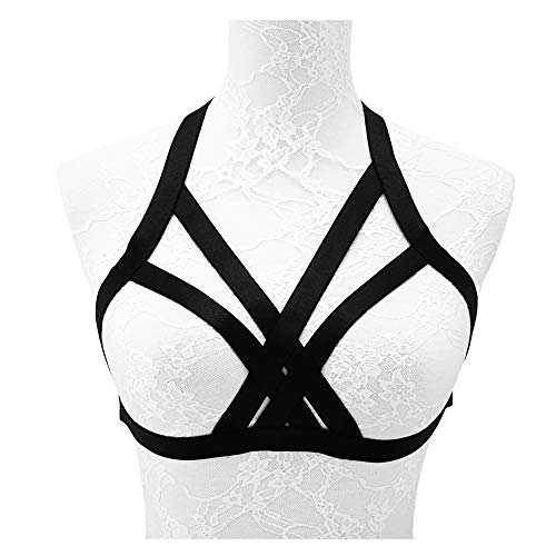 Harness Body Accessories Black Belt Elastic Cupless Cage Bra Body for Women