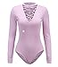 OLUOLIN Women's One-Piece Sexy Lace up Body Tops Bodysuit Leotard Purple S