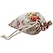 FASOTY Lot of 50 Rose Drawstring Bags Burlap Flower Pouch Bags Linen Gift Bags Floral Jewelry Pouches Jute Sacks for Wedding Favors Party Gifts, Bridal Shower, Birthday, DIY Craft, 3.7x5.2 Inch