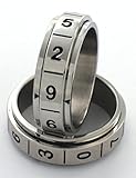 D-10 Spinner Ring. Stainless Steel, Even Odds for All Numbers, Replaces D-10 Dice for Gaming