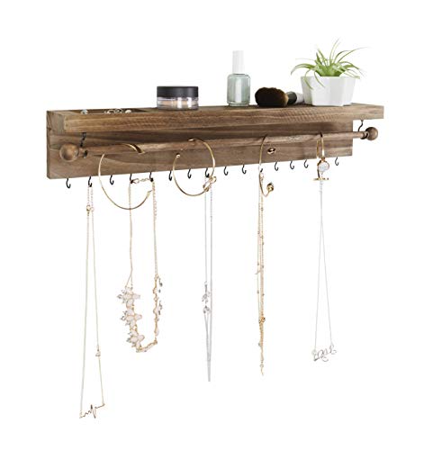 SoCal Buttercup Rustic Jewelry Organizer Wall Mounted - Hanging Necklace Holder - Wall Mounted Jewelry Hanger - Farmhouse Wood Jewelry Display - Storage for Necklaces, Bracelets, and Stud Earrings - Thumbnail 6