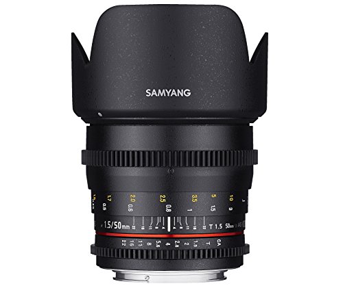 Samyang 50/1,5 Objektiv Video DSLR Sony E manueller Fokus Videoobjektiv 0,8 Zahnkranz Gear, Porträtobjektiv schwarz