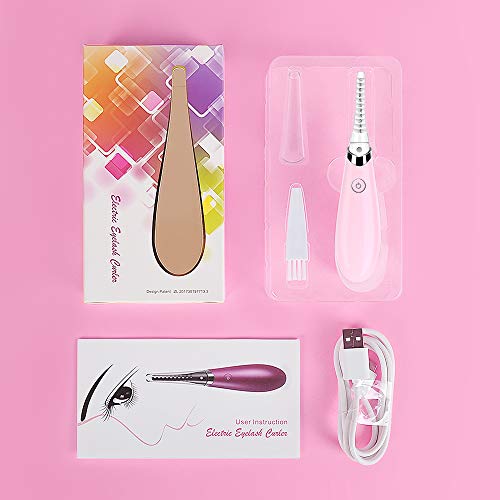 Heated Eyelash Curler, Acavado Electric Eyelash Curler Electronic Eye Lashes Curling Comb Quick Heating Long Lasting USB Rechargeable Natural (Light Pink)