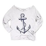 Superluxe™ Womens Vintage Anchor Nautical Sailing Summer Off Shoulder Top