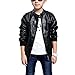 Elife Boy's Trendy Stand-Collar PU Leather Spring Moto Jacket Black