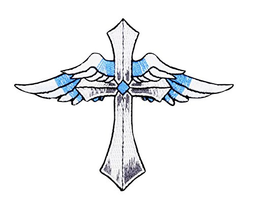 Cross with Blue Wings - Angel - Iron on Applique/Embroidered Patch