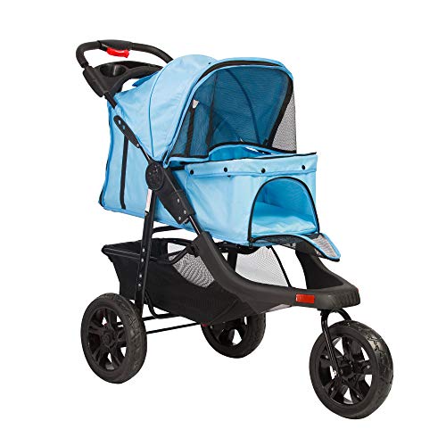 Vilobos Foldable Large Pet Jogger Stroller for Dog/Cat,Portable Three Wheels Pet Stroller with Extra Large Storage Space - Thumbnail 7