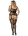 Maxde Women Sexy Lingerie Plus Size Crotchless Tights Bodysuit Body Stocking (6XL, Black)