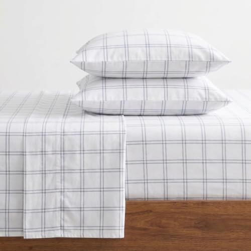 Eddie Bauer Home - Flannel Collection Cotton Bedding Sheet Set, Pre-Shrunk & Brushed For Extra Softness, Comfort, and Cozy Feel, King, Westridge Plaid