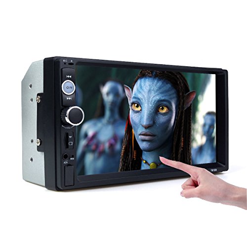 CACA 7" inch Double Din Touchscreen in Dash Stereo Car Receiver Audio Video Player Bluetooth FM Radio MP3 MP5/TF/USB/AUX,Remote Control,Rear View Camera