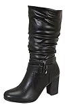 Ralph-2 Women's Middle Chunky Wooden Heel Slouchy Mid-Calf Boots
