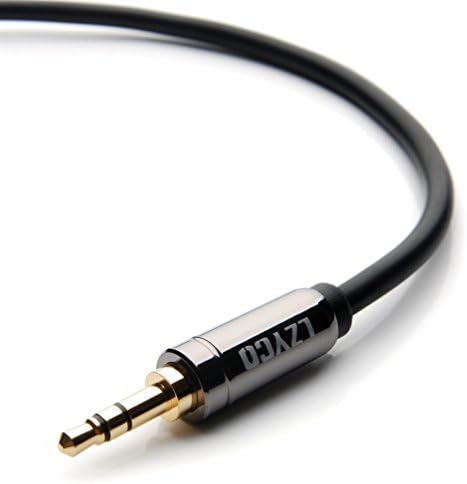 LZYCO 20FT-3.5mm Male To Male Stereo Audio Cable black color- Step Down Design +Velcro Cable Ties
