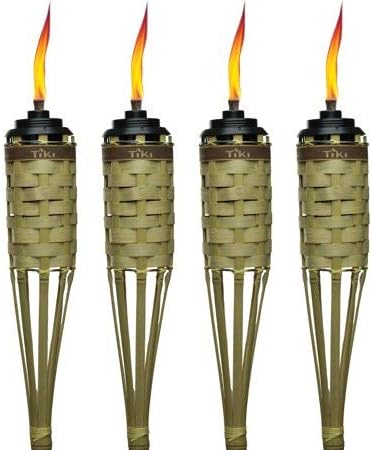 Tiki Brand 57" Barbados Bamboo Torch with Easy-Pour System, Natural, Pack of 4