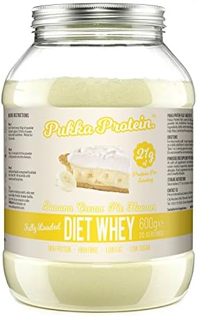 PUKKA PROTEIN – Diet Whey Banana Protein Powder - 20 Servings - Low Fat, High Protein Shake – Easy to Mix Slim Shake for Women or Men Looking to Build Lean Muscle – Fully Loaded with Acai Berry, CLA, Flaxseed, Green Coffee Bean, Green Tea, Inulin, L-Glutamine and Free Scoop.