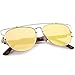 zeroUV - Technologic Full Metal Crossbar Flash Mirror Flat Lens Aviator Sunglasses 54mm (Gold / Pink Mirror)