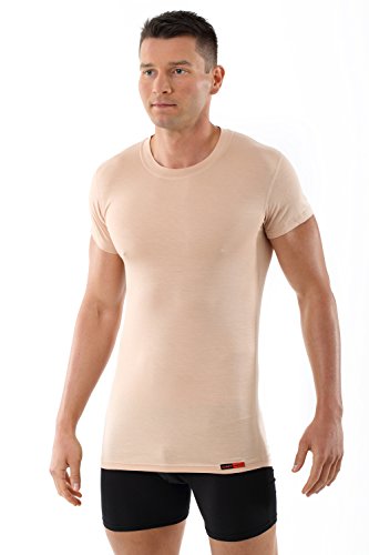 ALBERT KREUZMen's Invisible Crew Neck Business Undershirt with Short Sleeves Micromodal Light Nude Beige