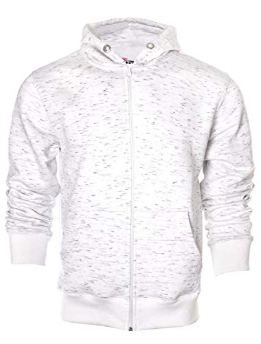 16sixty ® Fleece Hoodie Top Gym Sport Casual wear Hood with Yarn Color Design Pattern (White/Slub, Small)