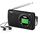 Yorek Portable AM/FM Shortwave Radio with Sleep Timer and Alarm Clock Function, Battery Operated Radios, 12/24H Time Display LCD Backlight, Earphone Included