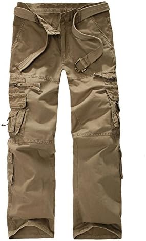 METERDE Men's Cargo Pocket Straight Leg Long Casual Work Pants Earth Yellow 28