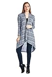82 Days Women'S Hacci Open Front Stylish Long Cardigan - Print