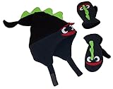 N'Ice Caps Boys 2 Ply MIcro Fleece Dino Design Hat And Mitten Set