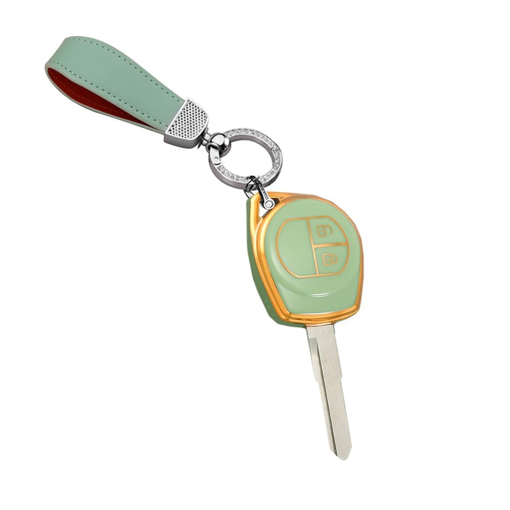 HIBEYO Car Key Silicone Case, Fits Suzuki, Key Case, Protective Cover for the Suzuki Swift SX4, Liana Alto Vitara JIMNY, for the Opel Agila B, Nissan Pixo, Remote Key Case, 2 Buttons, Green