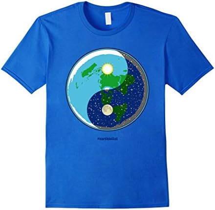 Mens Flat Earth Truther Shirt - Ying Yang Day Night Sun Moon FET 3XL Royal Blue