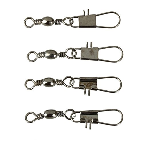 Natuworld 100pcs Barrel Swivel with Interlock Snap Solid Rings Fishing Connector - 13 Size Available (#3)