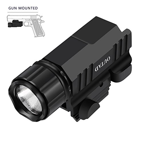 Rail Mounted Tactical Pistol Flash/Tack Light for Weapon Mount with Quick Switch, 2 Mode of Strong Plus Flicker, Gun Torch Light for Camping, 500 Lumen