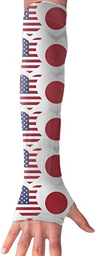 HBSUN FL Unisex Japan USA Flag Twin Heart Anti-UV Cuff Sunscreen Glove Outdoor Sport Riding Bicycles Half Refers Arm Sleeves