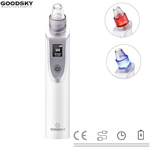 GOODSKY USB Rechargeable Vacuum Suction Facial Pore Cleaner Effectively Improves acne, Exfoliates Dead Skin, Skin Pore Cleaner with 5 Replaceable Suction Heads