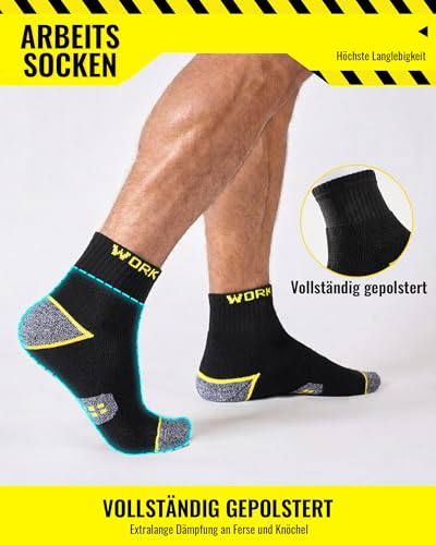 Effeet 10 Pairs of Short Work Socks Men's Quarter Socks, Padded Reinforced Work Socks, Breathable Short Socks with Comfort Waistband, Work Socks