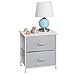 mDesign Storage Dresser End/Side Table Night Stand Furniture Unit - Small Baby and Kid Room Organizer for Bedroom, Nursery, and Playroom - 2 Drawer Removable Fabric Bins - Gray/White