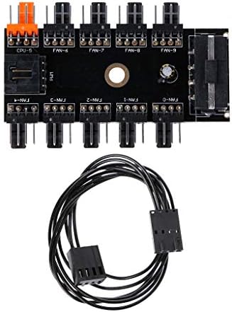 BYNNIX IDE Molex 1 to 10 Way PWM Cooling Fan Hub 4-Pin 12V Power Socket PCB Adapter