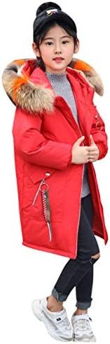 Menschwear Girl's Down Fur Hooded Jacket Winter Warm Outwear Winter Coat