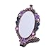 MOIOM Vintage Vanity Mirror Style Foldable Oval Peacock Pattern Makeup Hand/Table Mirror (Copper Red)